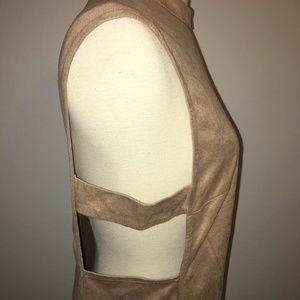 Side Strap Detail Suede Tank Dress